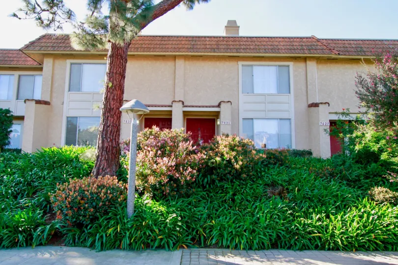 Fabulous greenary in front of villa in Huntington Creek of Huntington Beach