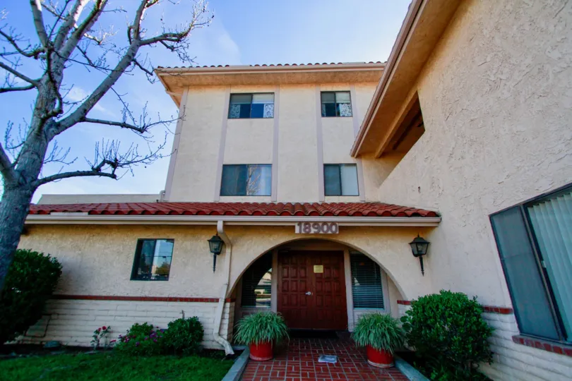Villa Showing entrance place with small plants in Huntington West of Huntington Beach