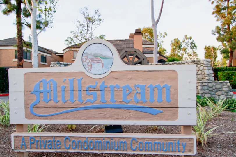 Beautiful looking Community Board and trees around in Millstream of Huntington Beach
