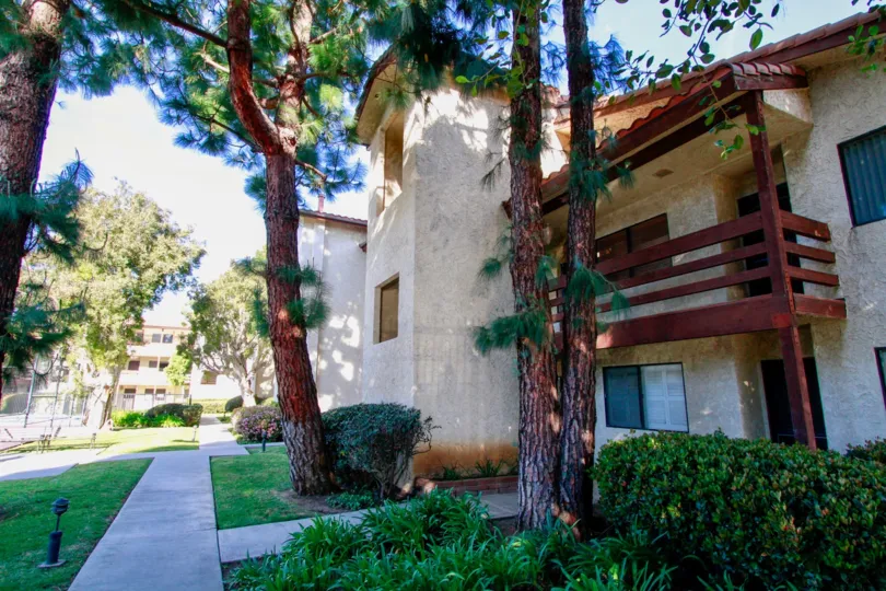 Excellent view of garden and balcony with trees around in Newman Terrace of Huntington Beach