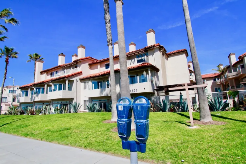 a dust bin like mail box is found in ocean breeze it shows the inovation of the people in huntington beach, california