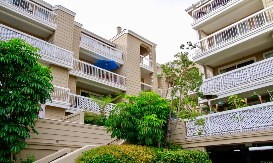 Apartments overlooking each other at the Seabridge Villas in Huntington Beach, CA