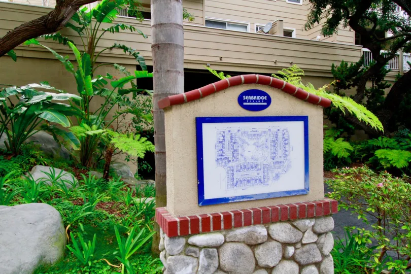 Seabridge Villas map with a palm tree and other plants around it