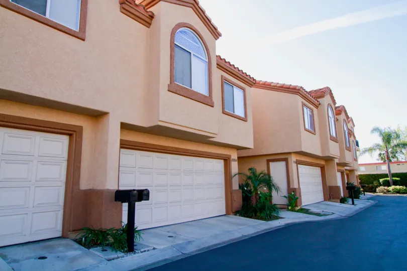 the line houses in seacliff palms has mail boxes in front of it which is in huntington beach, california