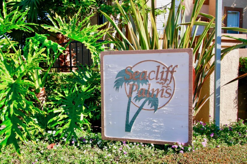 Fabulous garden around villas with Display Board in Seacliff Palms of Huntington Beach