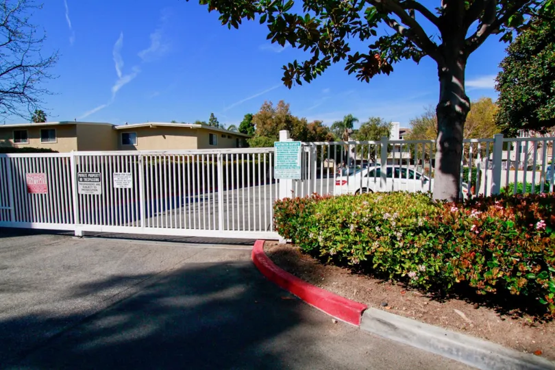 Private gated apartments in Seaport 1 living community in Huntington Beach California. Private parking ranch style dwellings.