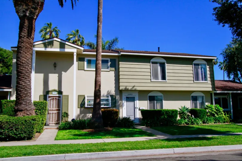 Depicted is a beautiful home at Surfside, Huntington Beach, California.