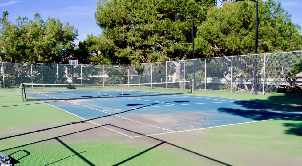 Warm day on the courts in the Tennis Estates community in Huntington Beach, California.