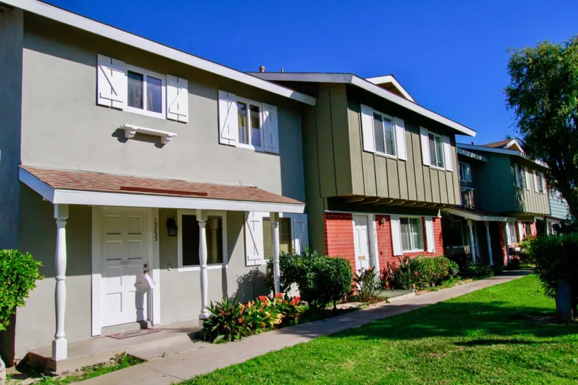A clear day at Village Townhomes in Huntington Beach, California.