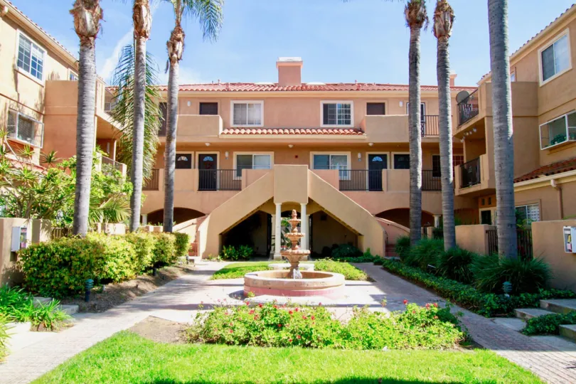 A sunny day at Villas Del Mar in Huntington Beach, California.