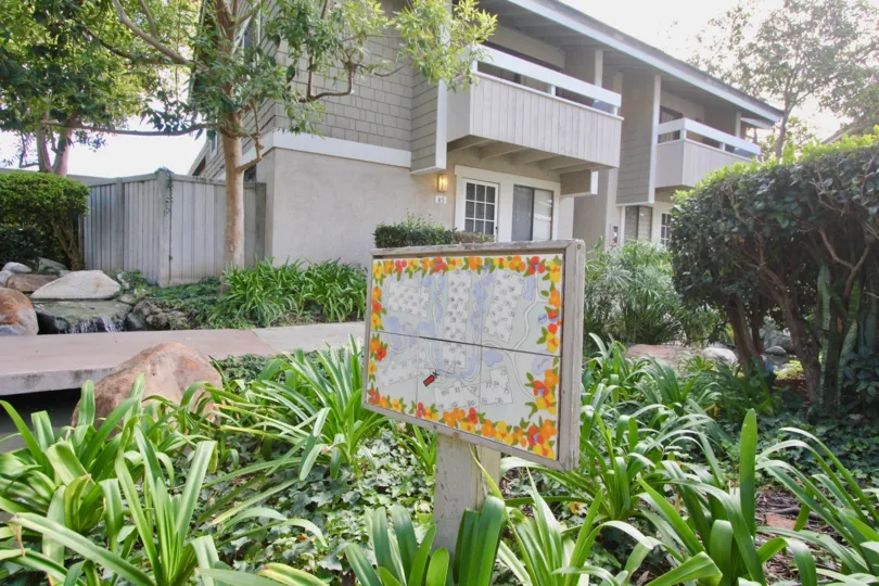 A neighborhood map along a walkway within the neighborhood