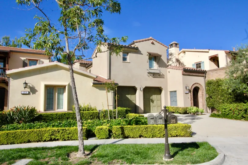 Beautiful day outside this multi-level home in the Los Arboles community.