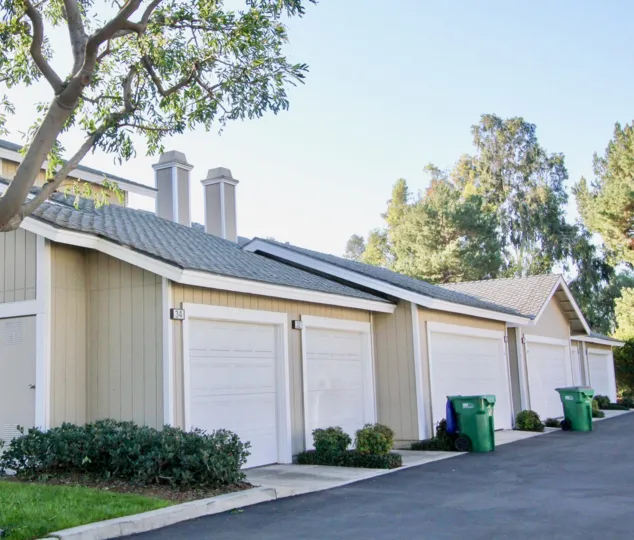 Beautiful view of villas with parking and road point in Northwood Timberline of Irvine