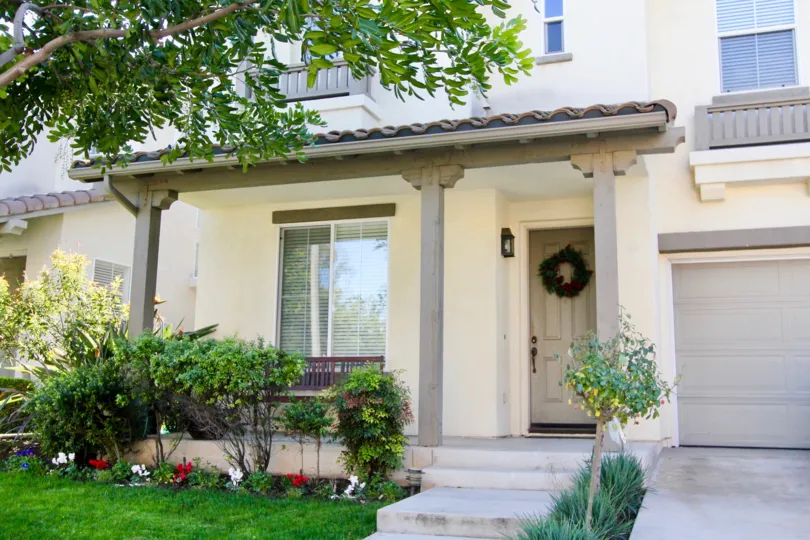 A sunny day showing the front of a home in the Oak Creek Community of Irvine California.