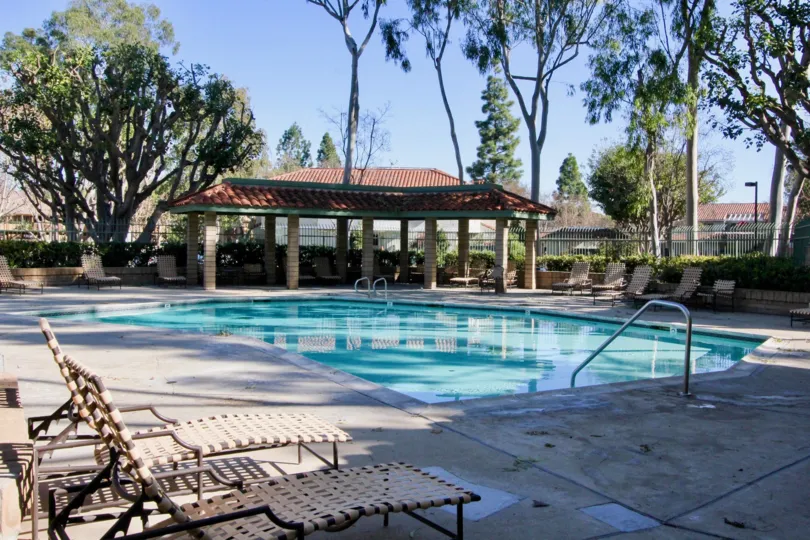 A sunny day at the pool in the community of Orangetree Terrace In the city of Irvine California
