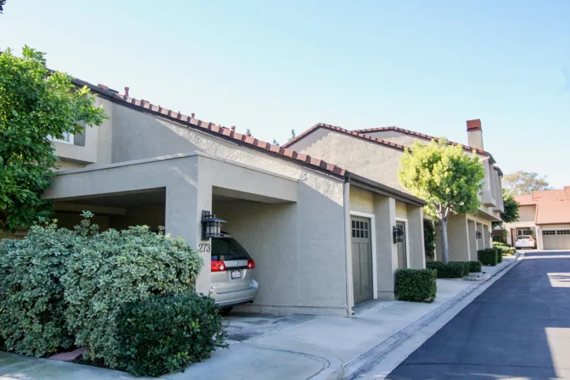 Beautiful street view of the Princeton Townhomes in Irvine, California