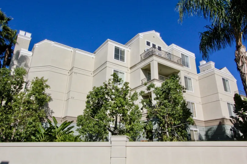 Sunny apartment building in the community of The Metropolitan in Irvine, California.