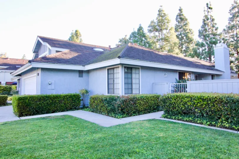 A home with bushes around it in the Willow Creek community in Irvine, California.