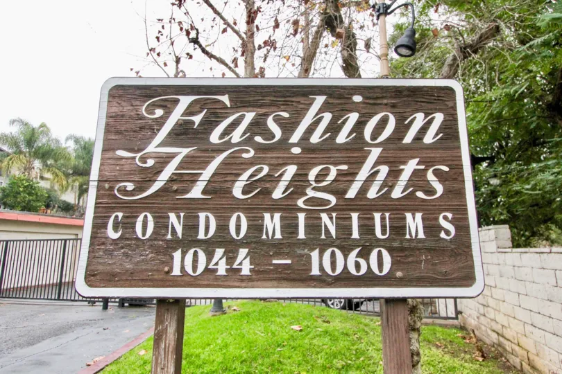 A sunny day in fashion heights with name board and nature reserve