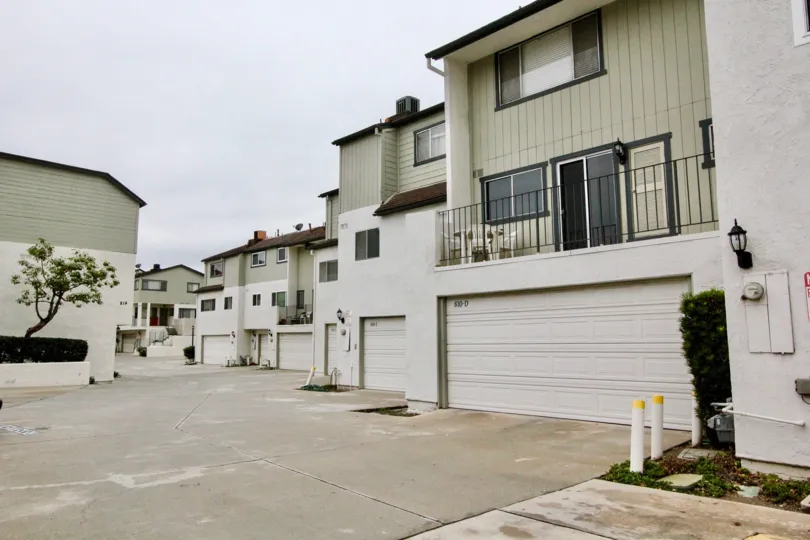 THE FLAT IN LA HABRA WHICH SHOWS THE SHED FOR EACH FLAT, SMALL PLANTS, PALCONY ARE THERE