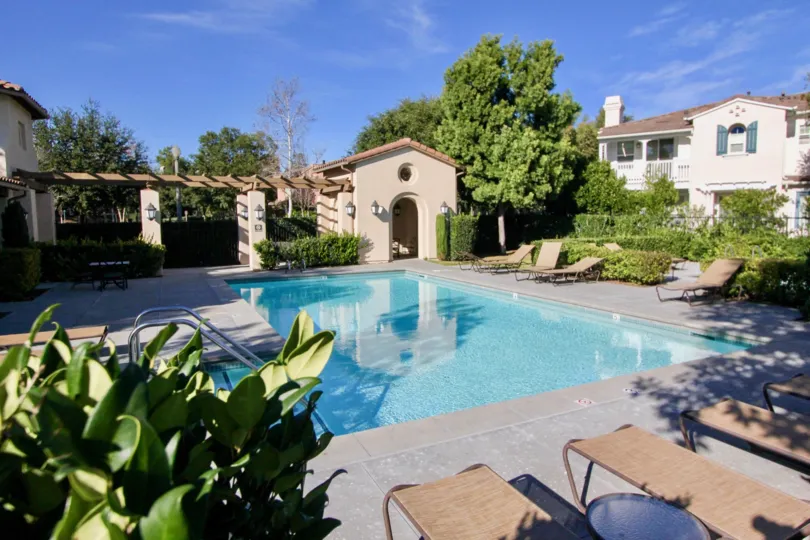 A sunny day by the pool at a Atherton Glenn home in Ladera Ranch
