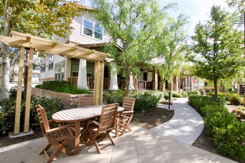 Sun and shade on the patio in the neighborhood of Briar Rose in Ladera Ranch.