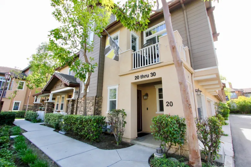 Walkway of the well-maintained homes in the Chambray community located in Ladera Ranch, California
