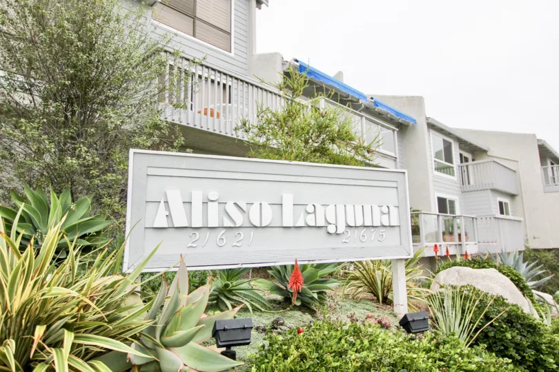 The Board placed between bushes in Aliso Laguna of city Laguna Beach