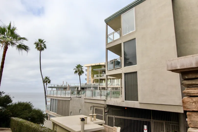 Side sky and water view of Laguna Sands community, Laguna Beach, CA