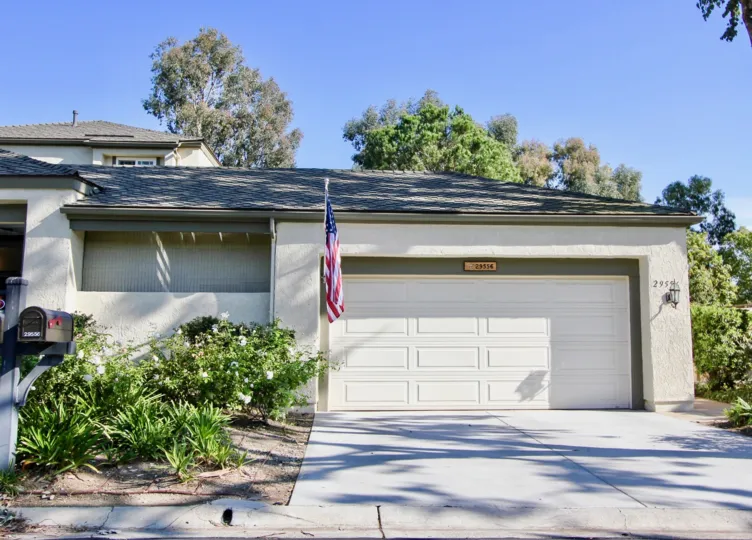 An american flag is placed in a house at Foothill Townhomes.