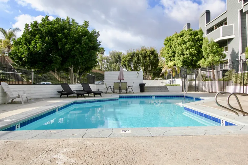 A pool side view of the Marin Colony community in Laguna Nigel, California.