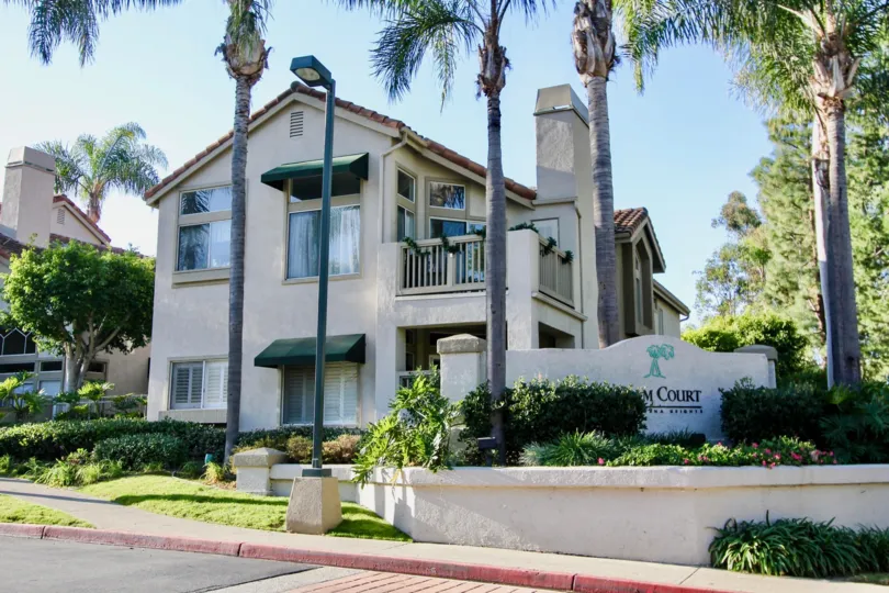 A sunny day at a home in Palm Court in Laguna Niguel, California.