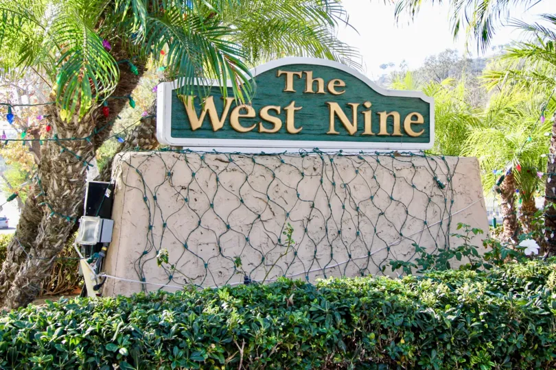 Vines and sign at The West Nine in Laguna Niguel, CA