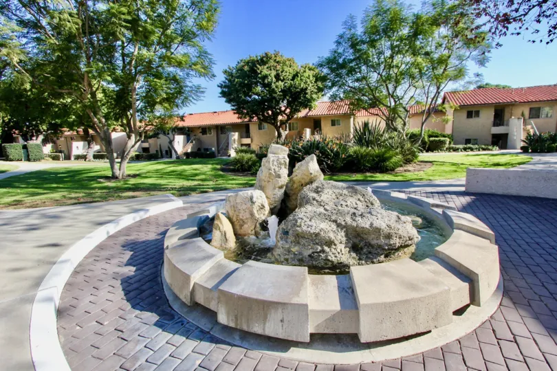 Fabulous view of lawn and fountain with trees in West Nine of Laguna Niguel