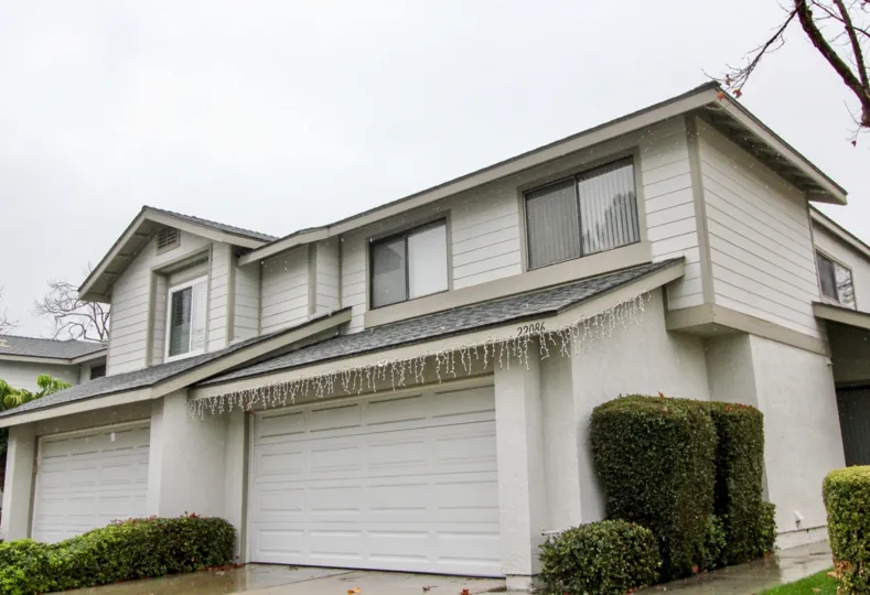 Overcast and christmas lights in Grandview Crest in Lake Forest, CA