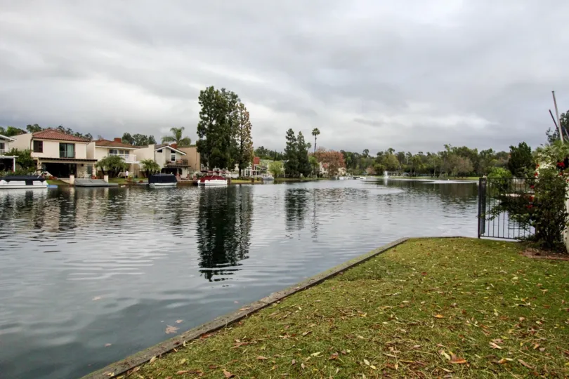 Overcast above lake at Lake Forest Keys in Lake Forest, CA