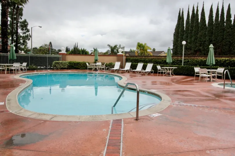 Beautiful, warm inground pool and hot tub at the Lake Forest Shores community in California