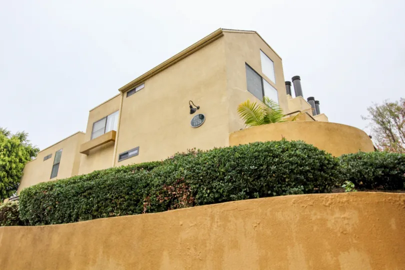Wall and hedges in the Le Parc community in Lake Forest, CA