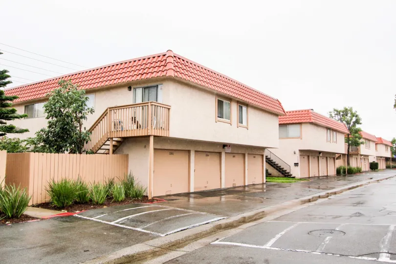 An overcast day by the apartments at Rancho Viejo Condos in Lake Forest, CA