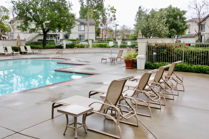 Overcast and poolside at Salerno in Lake Forest, CA