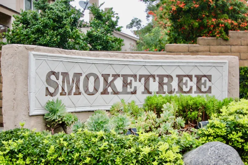 Excellent park area with flowers and garden with board in Smoketree of Lake Forest