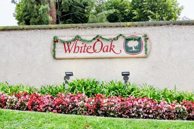 Sign and lights at the White Oak in Lake Forest, CA