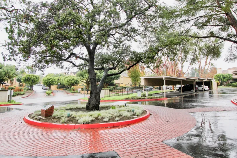 Brick roundabout in the White Oak in Lake Forest, CA