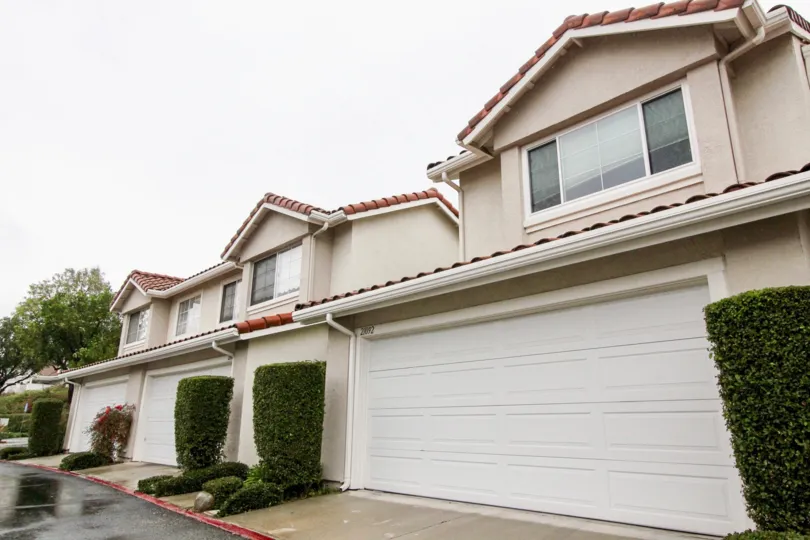 Overcast and garages at Willow Glen in Lake Forest, CA