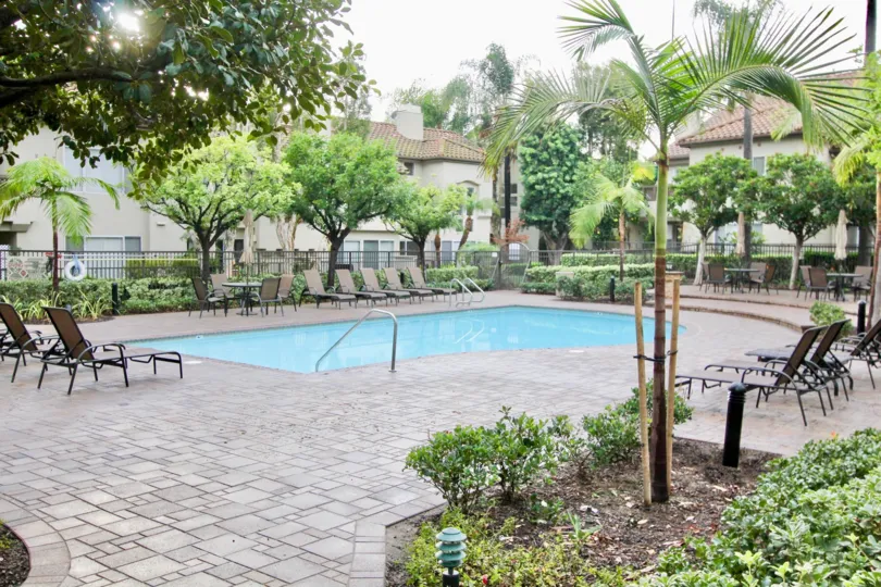 Nice Swimming Pool with trees and sitting place in Ashton of Mission Viejo
