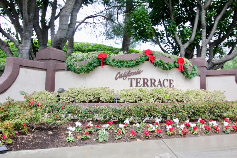 The California Terrace in the Mission Viejo with a beautiful Compound wall and flower garden