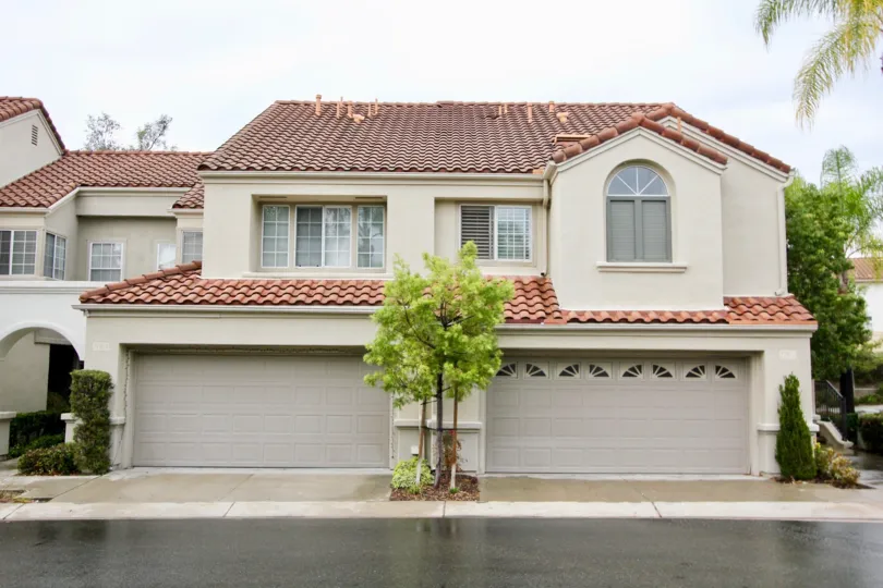 Nice view of villa on a rainy day in Greystone Califia of Mission Viejo