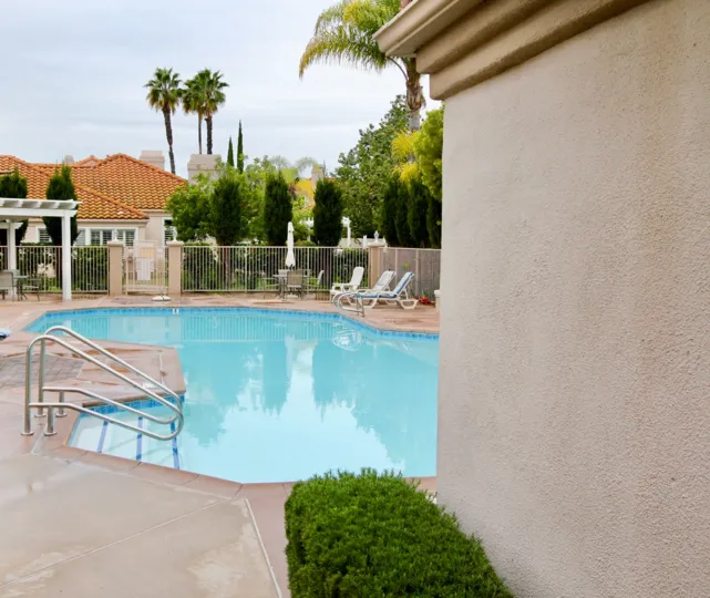 Trees and pool at the Palmia Courts 1 in Mission Viejo, CA