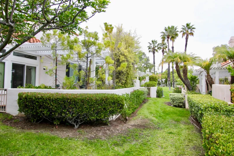 Lush community landscaping adorns the common areas at the Palmia Courts