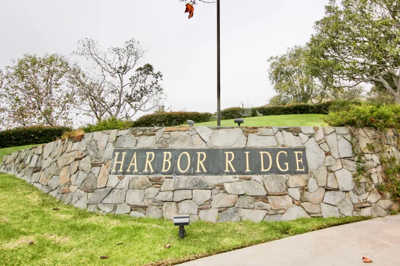 Clear view of Harbor Ridge Crest entry in Newport Beach, CA